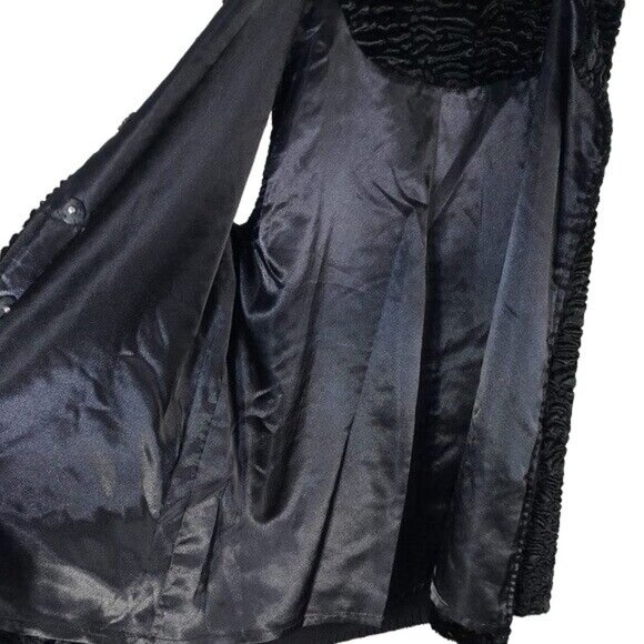 Adrianna Papell Vest Black Size Small Textured Snap Close Knit Back Faux Fur - Picture 6 of 9